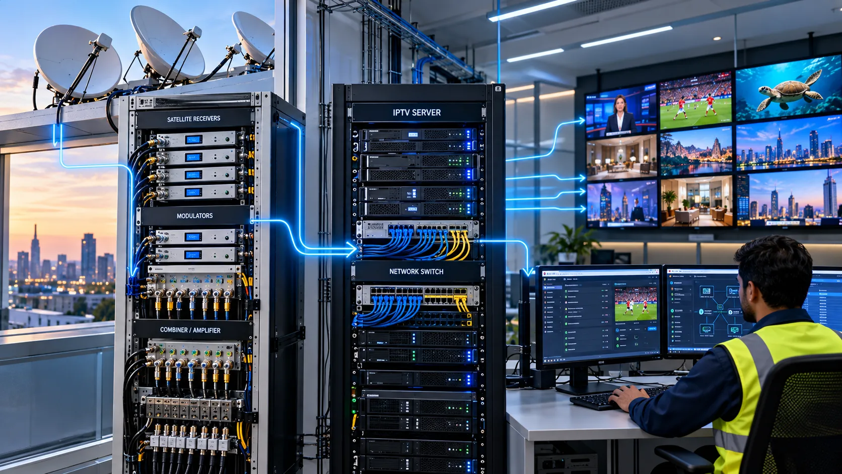 SMATV and IPTV integration combining satellite and IP-based television in one TV infrastructure