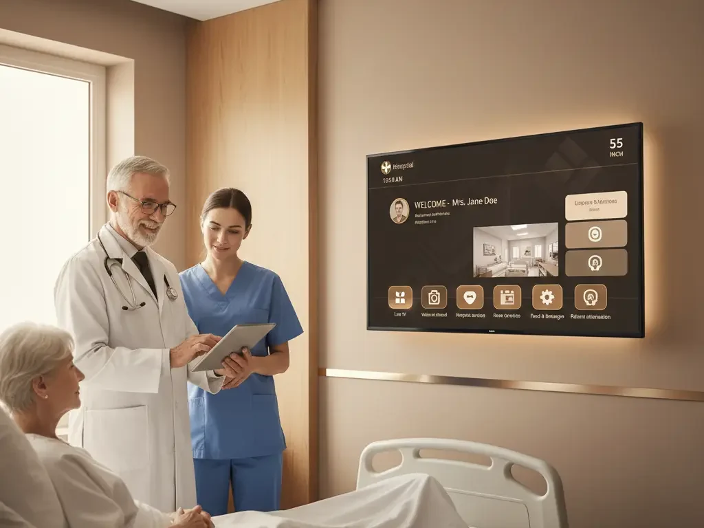 Hospital entertainment system with IPTV healthcare